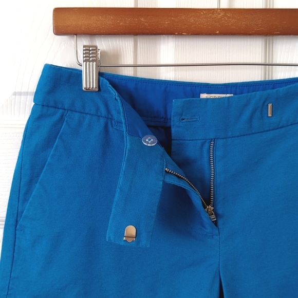 J. Crew Lightweight Linen & Cotton Blend Mid Rise Scalloped Hem Shorts Blue 2 - Picture 3 of 10